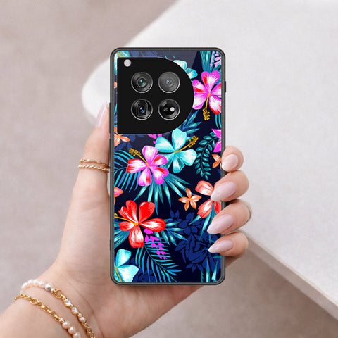 OnePlus 12 Cover - Floral Series - HQ Ultra Shine Premium Infinity Glass Soft Silicon Borders Case