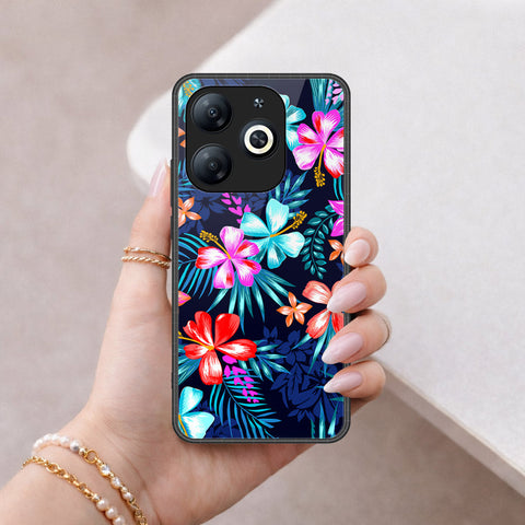 Infinix Smart 8 Cover - Floral Series - HQ Ultra Shine Premium Infinity Glass Soft Silicon Borders Case