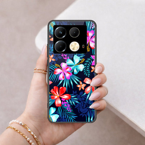 Infinix Note 40 Cover - Floral Series - HQ Ultra Shine Premium Infinity Glass Soft Silicon Borders Case