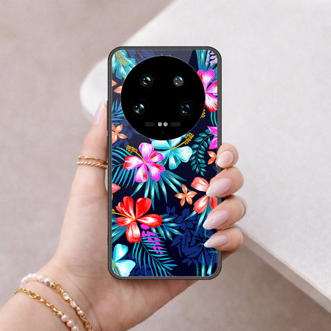 Xiaomi 14 Ultra Cover - Floral Series - HQ Ultra Shine Premium Infinity Glass Soft Silicon Borders Case