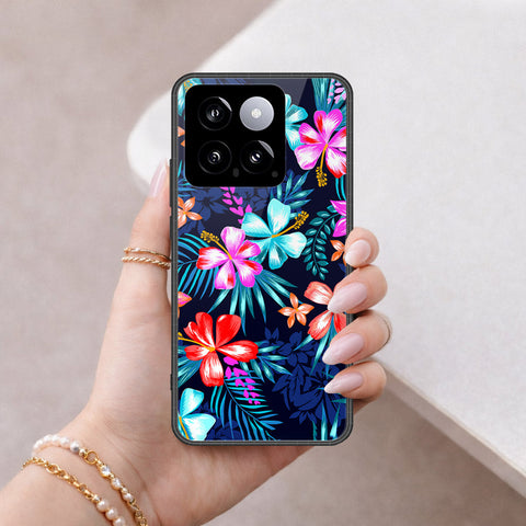 Xiaomi 14 Cover - Floral Series - HQ Ultra Shine Premium Infinity Glass Soft Silicon Borders Case