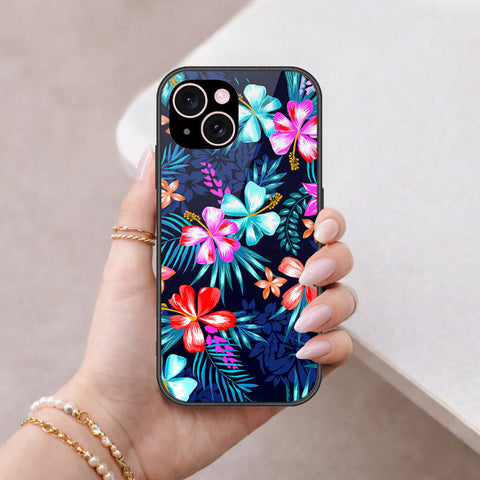 iPhone 15 Plus Cover - Floral Series - HQ Ultra Shine Premium Infinity Glass Soft Silicon Borders Case