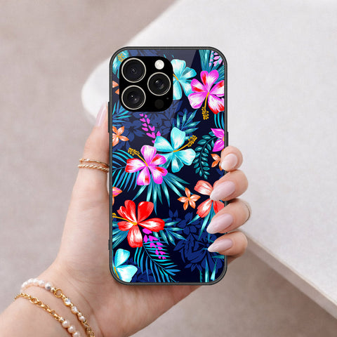 IPhone 15 Pro Cover - Floral Series - HQ Ultra Shine Premium Infinity Glass Soft Silicon Borders Case