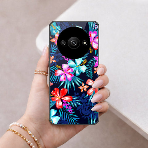 Xiaomi Redmi A3 Cover - Floral Series - HQ Ultra Shine Premium Infinity Glass Soft Silicon Borders Case