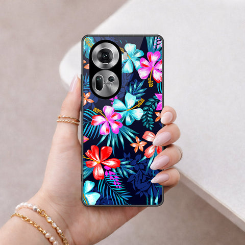 Oppo Reno 11 5G Cover - Floral Series - HQ Ultra Shine Premium Infinity Glass Soft Silicon Borders Case