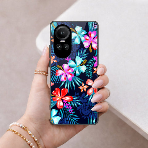 Oppo Reno 10 Pro Cover - Floral Series - HQ Ultra Shine Premium Infinity Glass Soft Silicon Borders Case