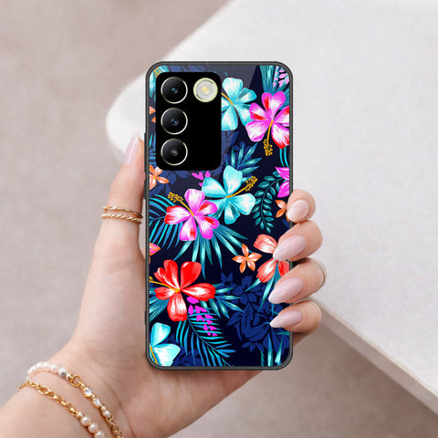 Vivo Y100 4G Cover - Floral Series - HQ Ultra Shine Premium Infinity Glass Soft Silicon Borders Case