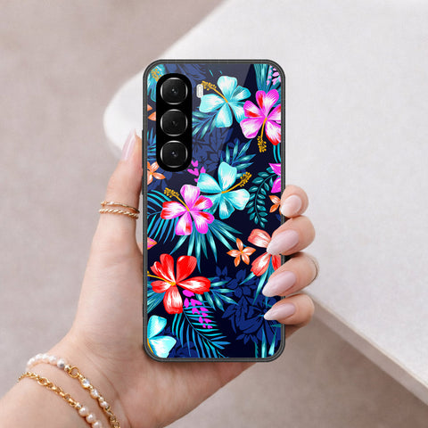 Infinix Hot 60 Cover - Floral Series - HQ Ultra Shine Premium Infinity Glass Soft Silicon Borders Case