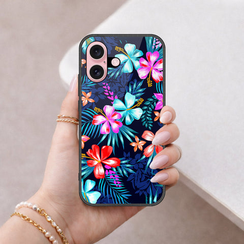 iPhone 16 - Floral Series - HQ Ultra Shine Premium Infinity Glass Soft Silicon Borders Case