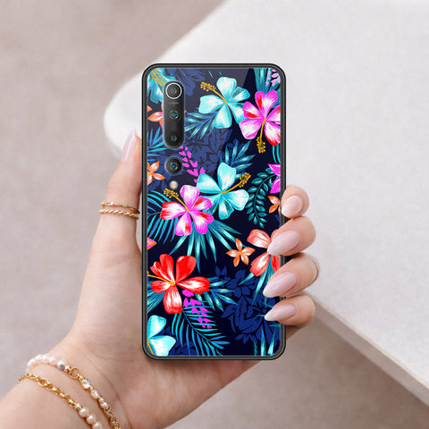 Xiaomi Mi 10 Cover - Floral Series - HQ Ultra Shine Premium Infinity Glass Soft Silicon Borders Case