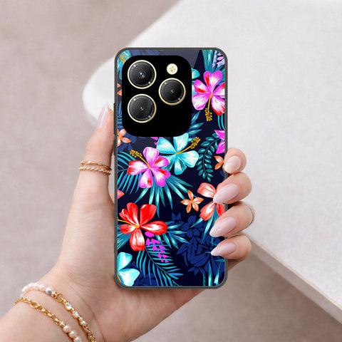 Infinix Hot 40 Cover - Floral Series - HQ Ultra Shine Premium Infinity Glass Soft Silicon Borders Case