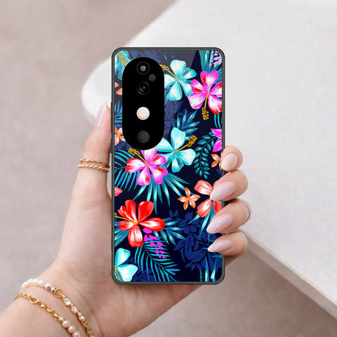 Vivo V40 Cover - Floral Series - HQ Ultra Shine Premium Infinity Glass Soft Silicon Borders Case