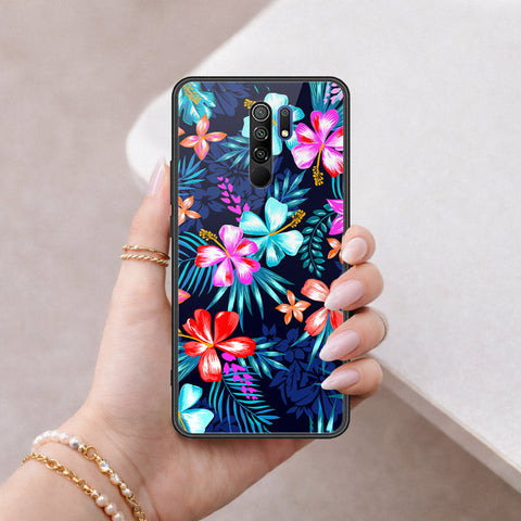 Xiaomi Redmi 9 Cover - Floral Series - HQ Ultra Shine Premium Infinity Glass Soft Silicon Borders Case