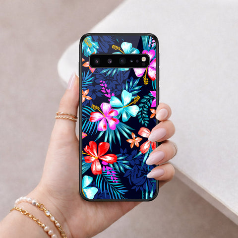 Samsung Galaxy S10 5G Cover - Floral Series - HQ Ultra Shine Premium Infinity Glass Soft Silicon Borders Case