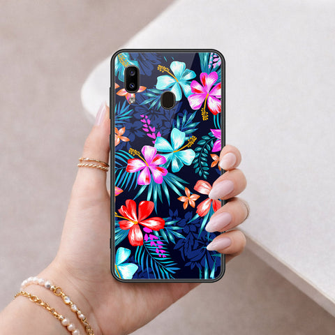 Samsung Galaxy A30 Cover - Floral Series - HQ Ultra Shine Premium Infinity Glass Soft Silicon Borders Case