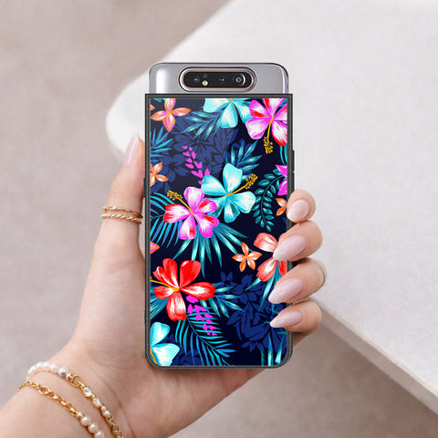 Samsung Galaxy A90 Cover - Floral Series - HQ Ultra Shine Premium Infinity Glass Soft Silicon Borders Case