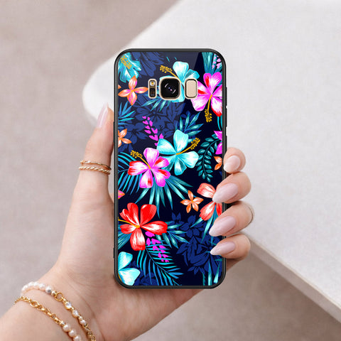 Samsung Galaxy S8 Cover - Floral Series - HQ Ultra Shine Premium Infinity Glass Soft Silicon Borders Case