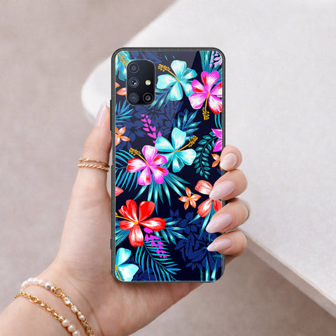 Samsung Galaxy M51 Cover - Floral Series - HQ Ultra Shine Premium Infinity Glass Soft Silicon Borders Case