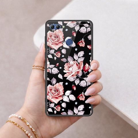 Huawei Y9 2018 Cover - Floral Series - HQ Ultra Shine Premium Infinity Glass Soft Silicon Borders Case