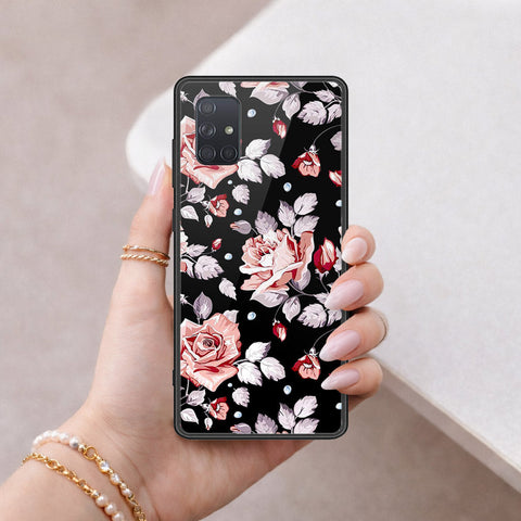 Samsung Galaxy A71 Cover - Floral Series - HQ Ultra Shine Premium Infinity Glass Soft Silicon Borders Case
