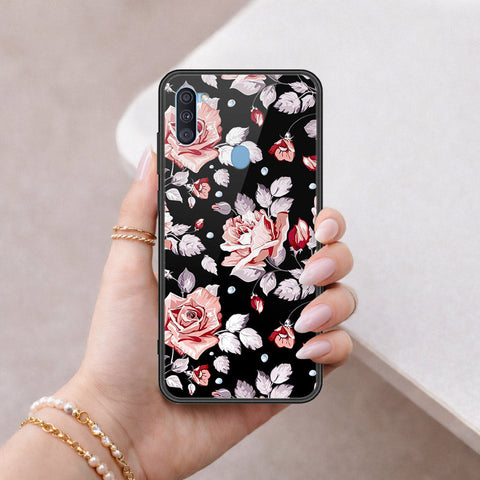 Samsung Galaxy A11 Cover - Floral Series - HQ Ultra Shine Premium Infinity Glass Soft Silicon Borders Case