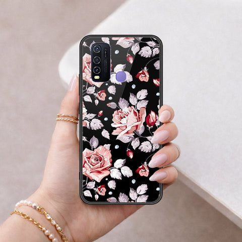 Vivo Y30 Cover - Floral Series - HQ Ultra Shine Premium Infinity Glass Soft Silicon Borders Case