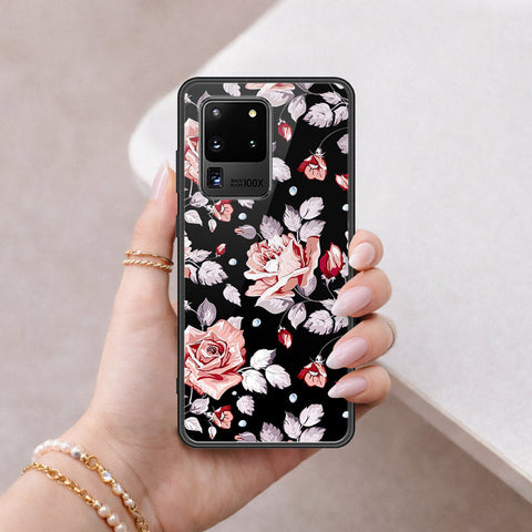 Samsung Galaxy S20 Ultra Cover - Floral Series - HQ Ultra Shine Premium Infinity Glass Soft Silicon Borders Case