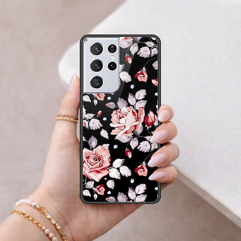 Samsung Galaxy S21 Ultra 5G Cover - Floral Series - HQ Ultra Shine Premium Infinity Glass Soft Silicon Borders Case