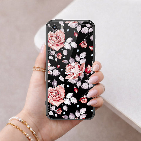 iPhone 5s Cover - Floral Series - HQ Ultra Shine Premium Infinity Glass Soft Silicon Borders Case