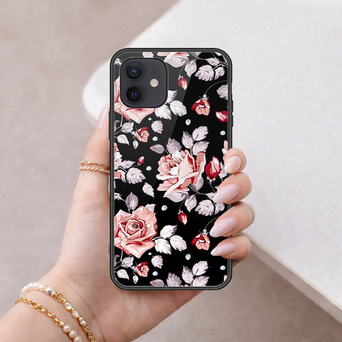 iPhone 12 - Floral Series - HQ Ultra Shine Premium Infinity Glass Soft Silicon Borders Case
