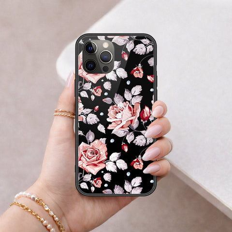 iPhone 12 Pro - Floral Series - HQ Ultra Shine Premium Infinity Glass Soft Silicon Borders Case