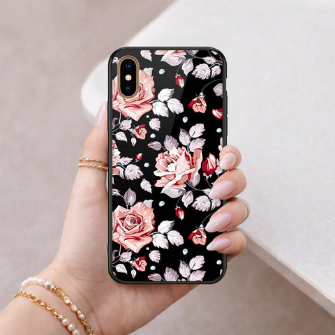 iPhone XS Max - Floral Series - HQ Ultra Shine Premium Infinity Glass Soft Silicon Borders Case