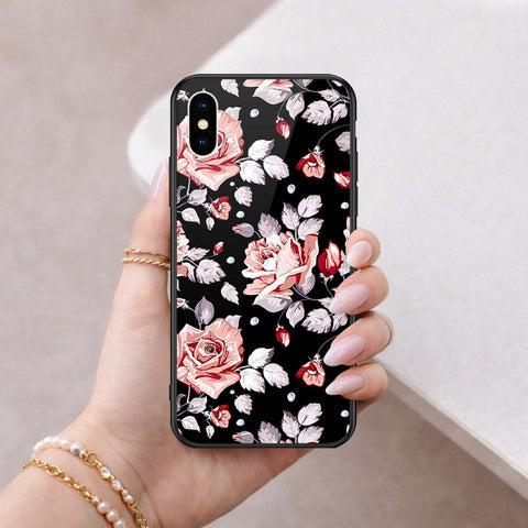 iPhone XS / X - Floral Series - HQ Ultra Shine Premium Infinity Glass Soft Silicon Borders Case