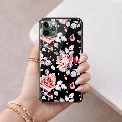 iPhone 11 Pro - Floral Series - HQ Ultra Shine Premium Infinity Glass Soft Silicon Borders Case