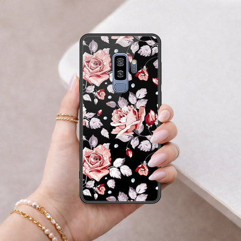 Samsung Galaxy S9 Plus Cover - Floral Series - HQ Ultra Shine Premium Infinity Glass Soft Silicon Borders Case
