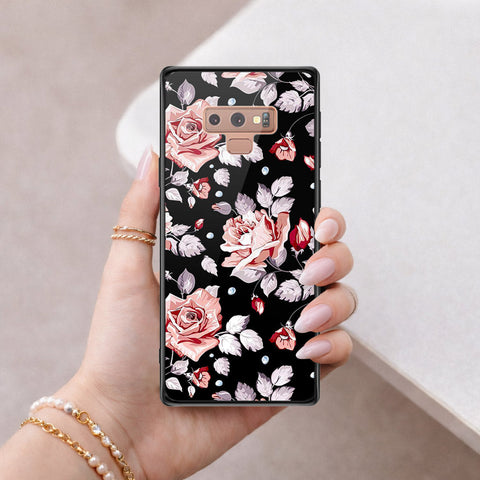 Samsung Galaxy Note 9 Cover - Floral Series - HQ Ultra Shine Premium Infinity Glass Soft Silicon Borders Case