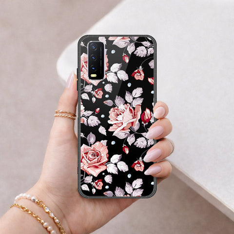 Vivo Y12s Cover - Floral Series - HQ Ultra Shine Premium Infinity Glass Soft Silicon Borders Case