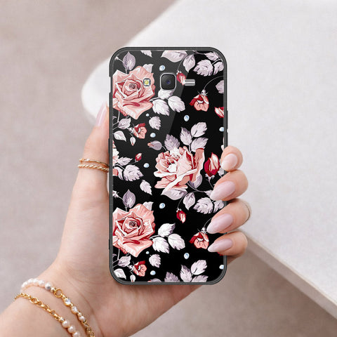 Samsung Galaxy J7 2015 Cover - Floral Series - HQ Ultra Shine Premium Infinity Glass Soft Silicon Borders Case