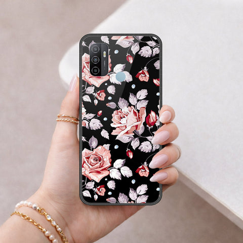 Oppo A53 Cover - Floral Series - HQ Ultra Shine Premium Infinity Glass Soft Silicon Borders Case