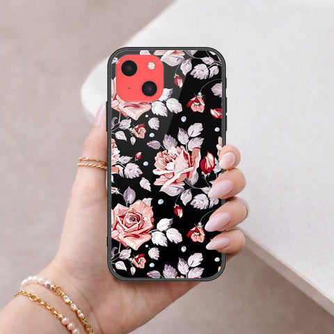 iPhone 13 Mini Cover - Floral Series - HQ Ultra Shine Premium Infinity Glass Soft Silicon Borders Case