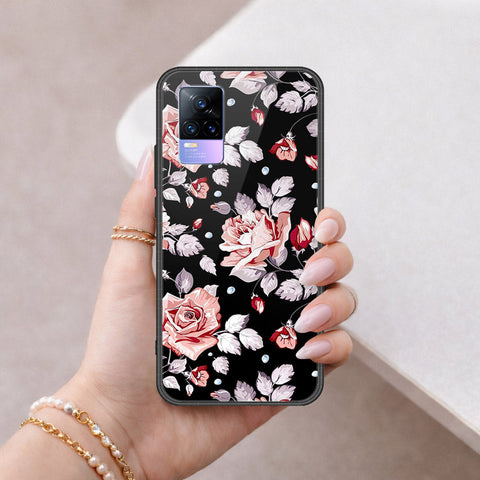 Vivo Y73 Cover - Floral Series - HQ Ultra Shine Premium Infinity Glass Soft Silicon Borders Case