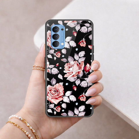 Oppo Reno 4 Cover - Floral Series - HQ Ultra Shine Premium Infinity Glass Soft Silicon Borders Case