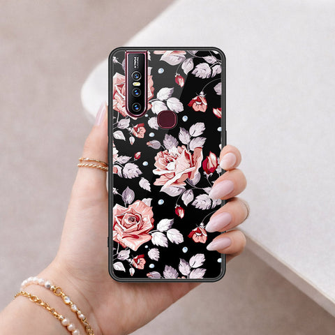 Vivo V15 Cover - Floral Series - HQ Ultra Shine Premium Infinity Glass Soft Silicon Borders Case