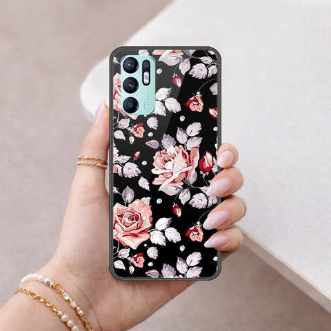 Oppo Reno 6 Cover - Floral Series - HQ Ultra Shine Premium Infinity Glass Soft Silicon Borders Case