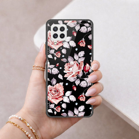 Samsung Galaxy M22 Cover - Floral Series - HQ Ultra Shine Premium Infinity Glass Soft Silicon Borders Case