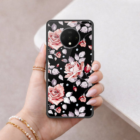 OnePlus 7T Cover - Floral Series - HQ Ultra Shine Premium Infinity Glass Soft Silicon Borders Case