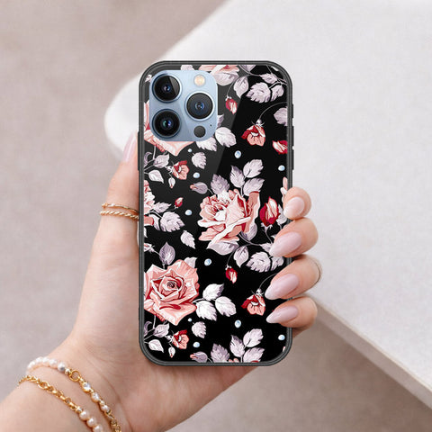 iPhone 14 Pro Cover - Floral Series - HQ Ultra Shine Premium Infinity Glass Soft Silicon Borders Case
