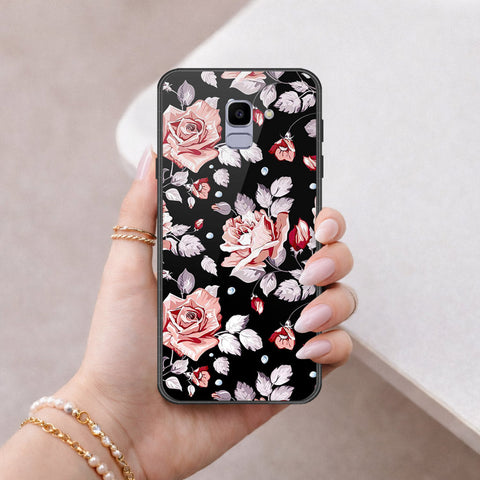 Samsung Galaxy J6 Cover - Floral Series - HQ Ultra Shine Premium Infinity Glass Soft Silicon Borders Case