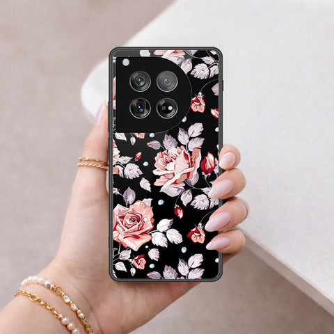 OnePlus 12 Cover - Floral Series - HQ Ultra Shine Premium Infinity Glass Soft Silicon Borders Case