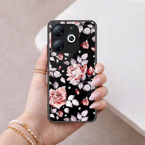 Infinix Smart 8 Cover - Floral Series - HQ Ultra Shine Premium Infinity Glass Soft Silicon Borders Case